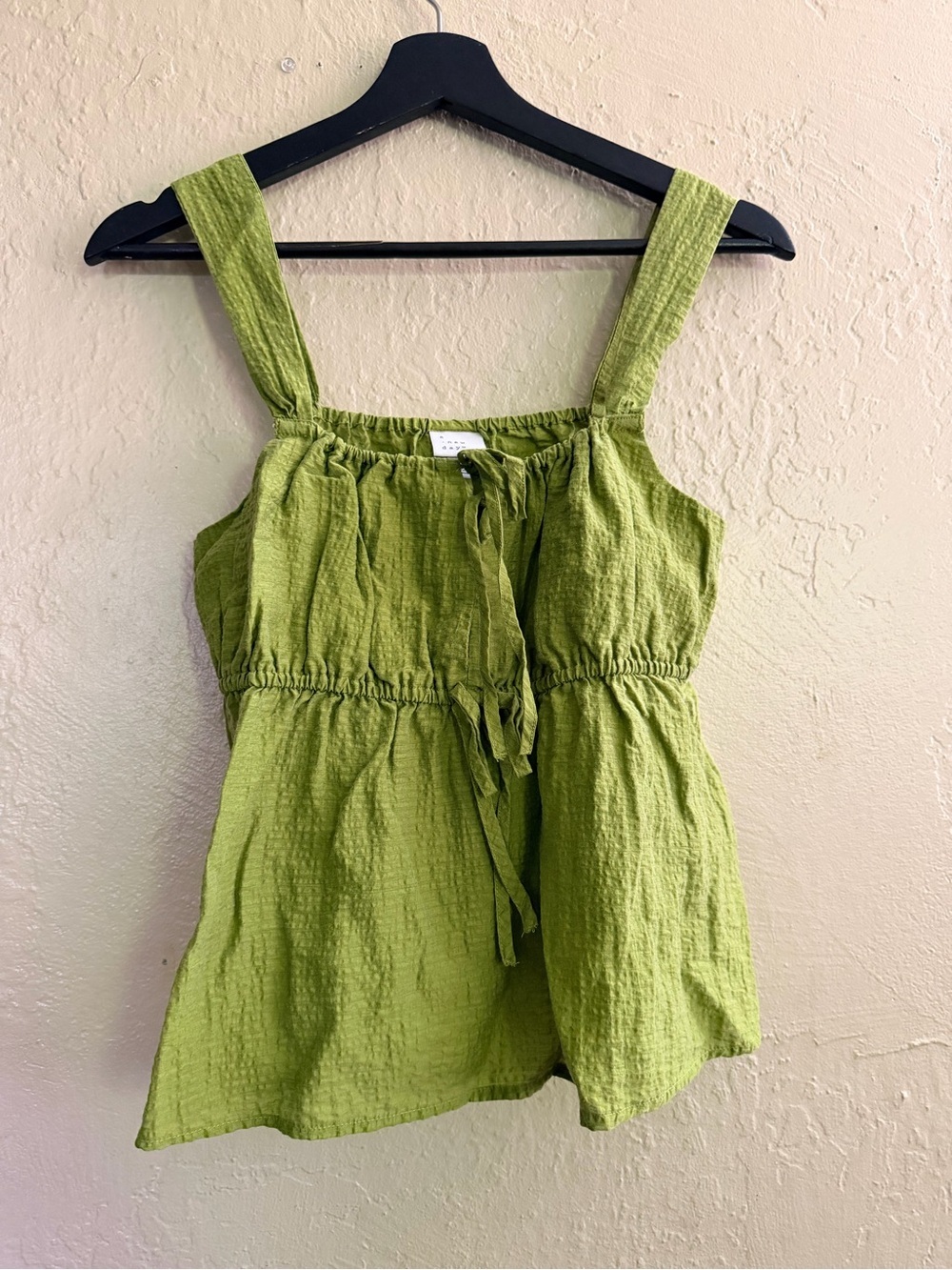 a new day Olive-Green Tie-Front Tank Top